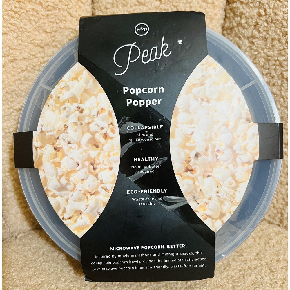 W&P Peak Microwave Popcorn Popper Collapsible Silicone Bowl Gray 9 Cups BPA Free